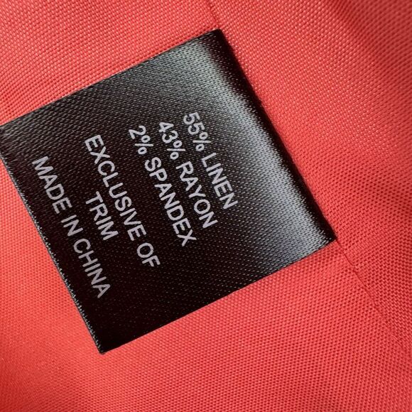 Eric Signature Coral Blazer Size 10 Linen Blend One Button Lined - Picture 5 of 9